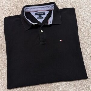 Tommy Hilfiger Classic Logo Polo | Black Minimal Archive Polo | XL